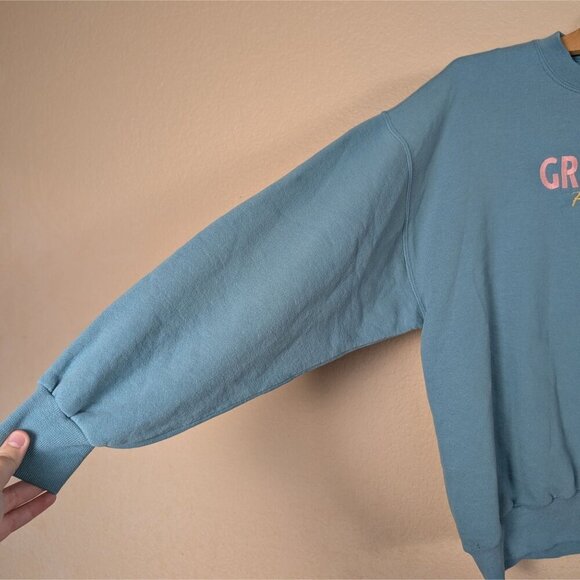 VTG 90s JERZEES Sweatshirt Grandma Rocks Adult XL Teal Embroidered Granny - Picture 4 of 7
